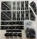 Collection of black DCP Products pro-series parts on a white background
